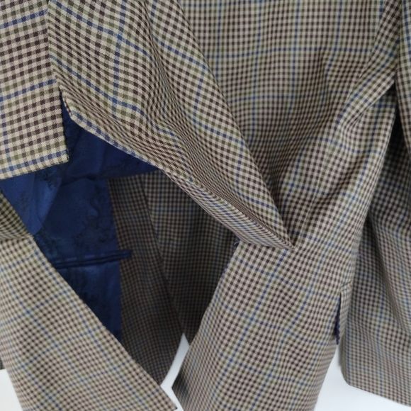 Ted Baker No Ordinary Joe Blazer Mens Size 40R Brown Checks Lined Wool Office - Picture 13 of 13